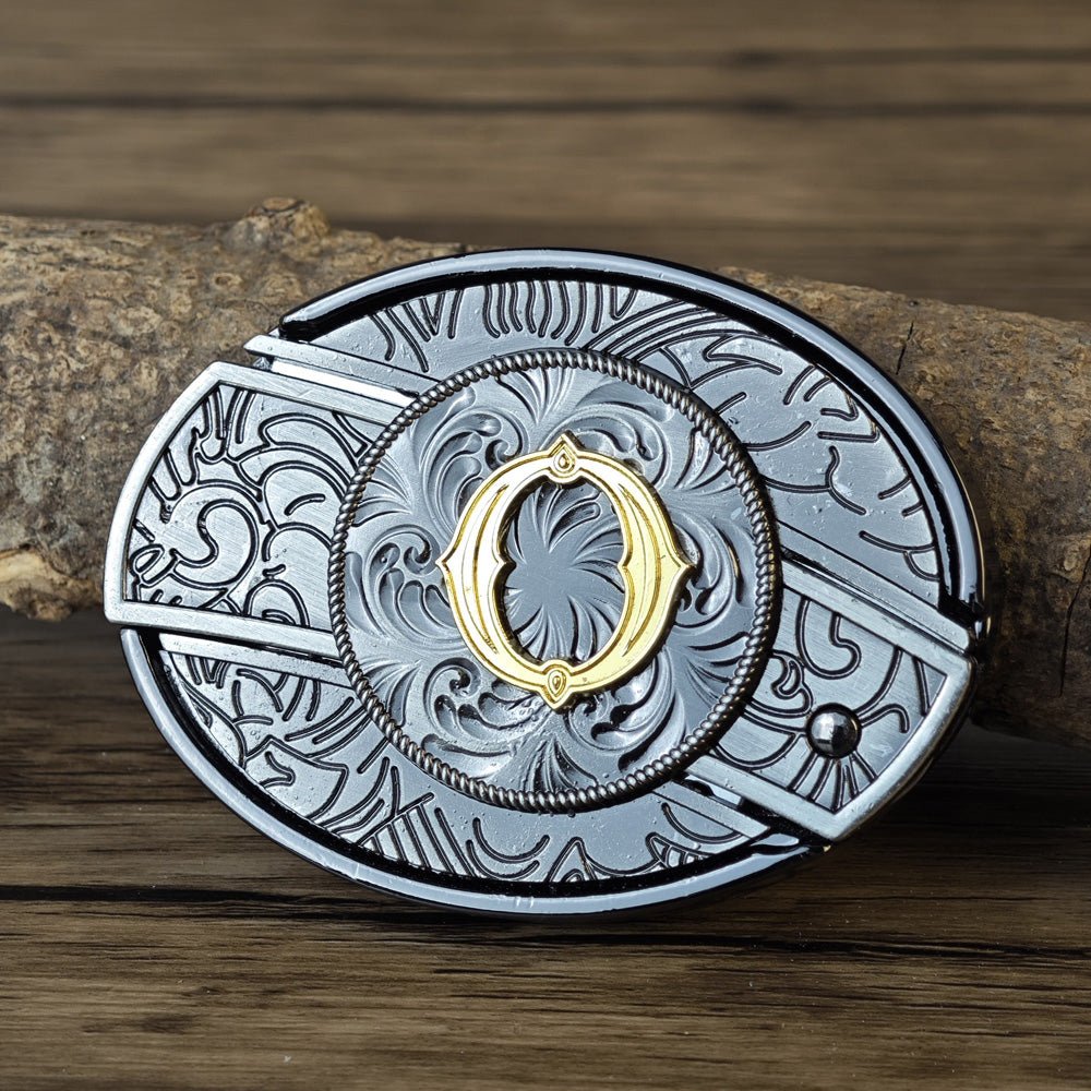Metal Oval Cowboys Initial A To Z Belt Buckle