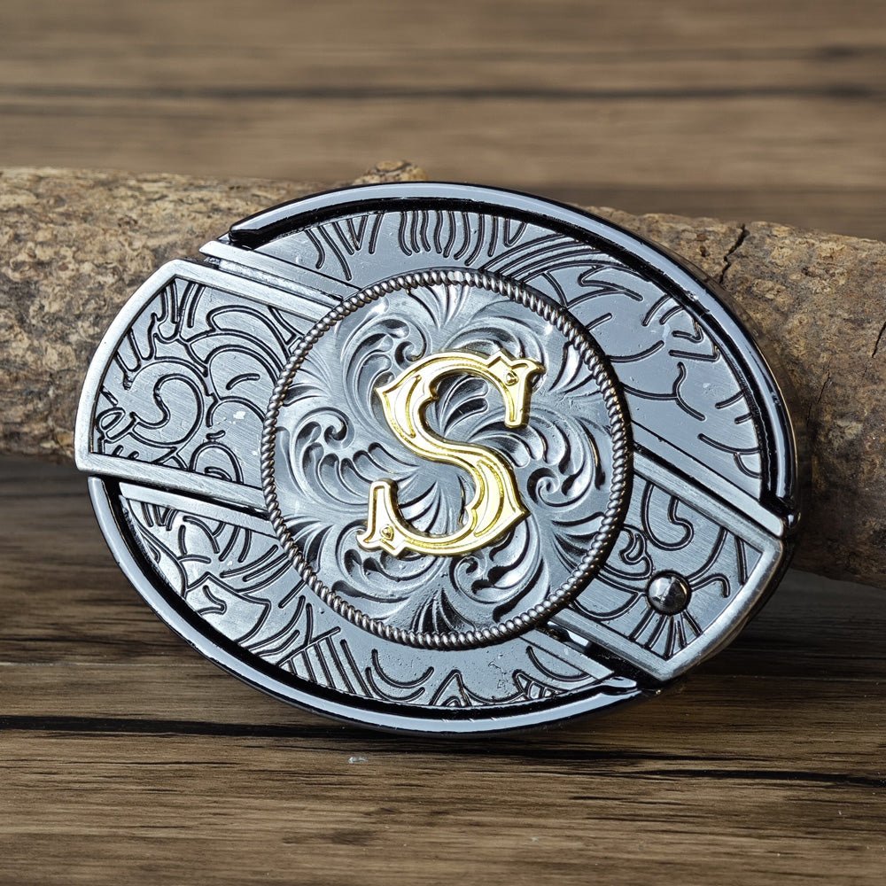 Metal Oval Cowboys Initial A To Z Belt Buckle