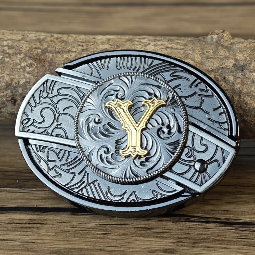 Metal Oval Cowboys Initial A To Z Belt Buckle