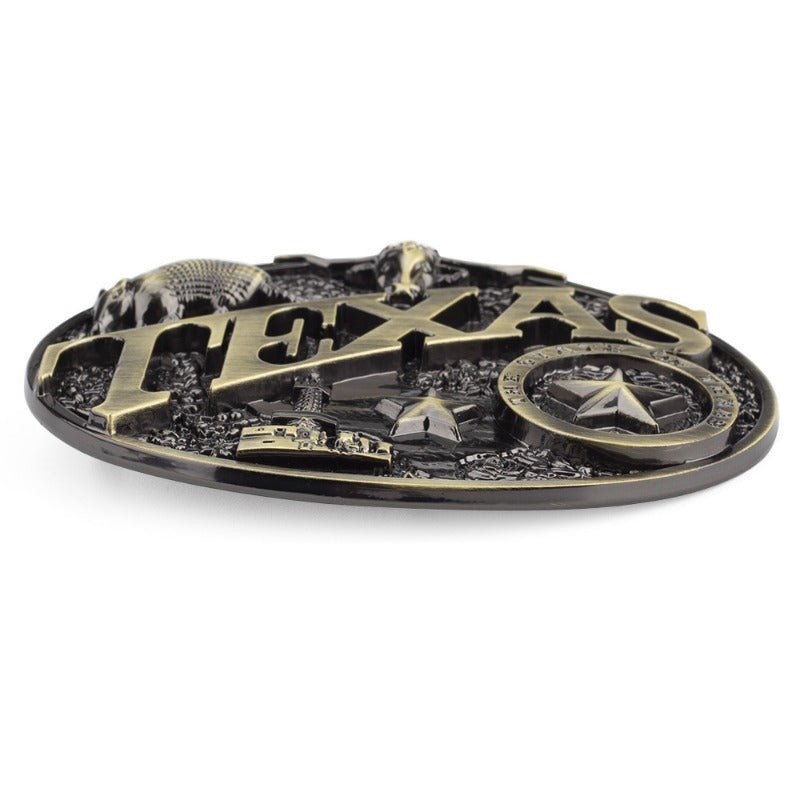 TEXAS Longhorn Pangolin Brown Western Belt Buckle