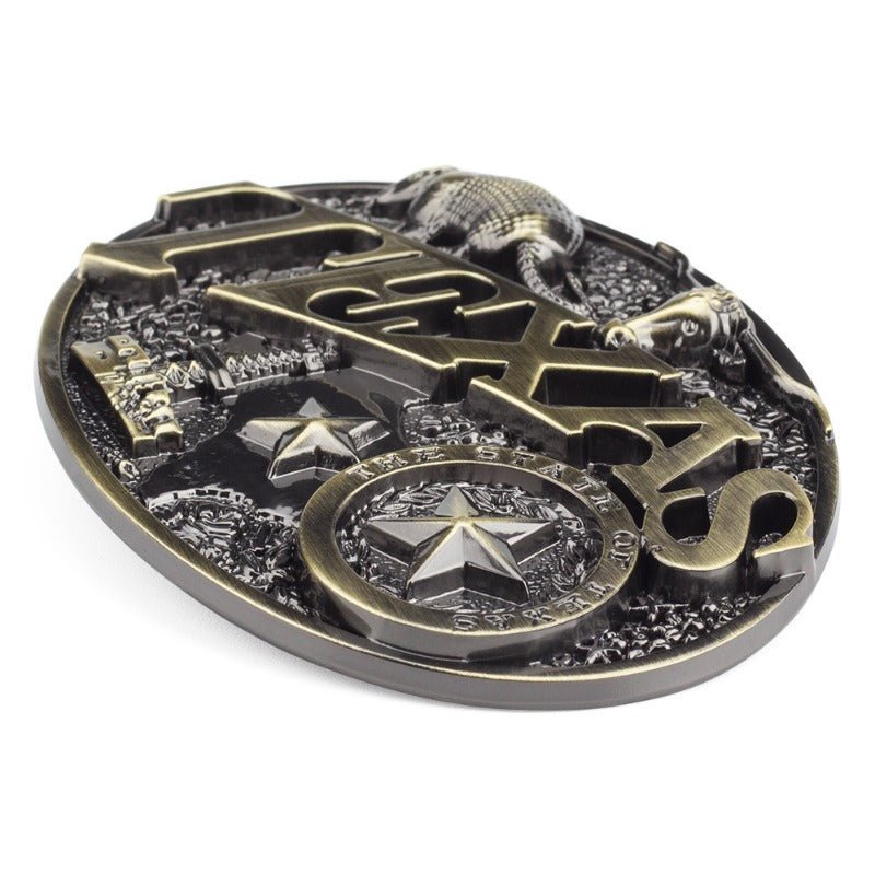 TEXAS Longhorn Pangolin Brown Western Belt Buckle