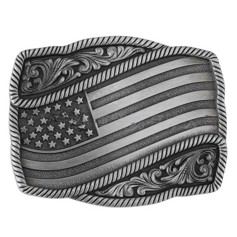 United States American Flag Western Belt Buckle