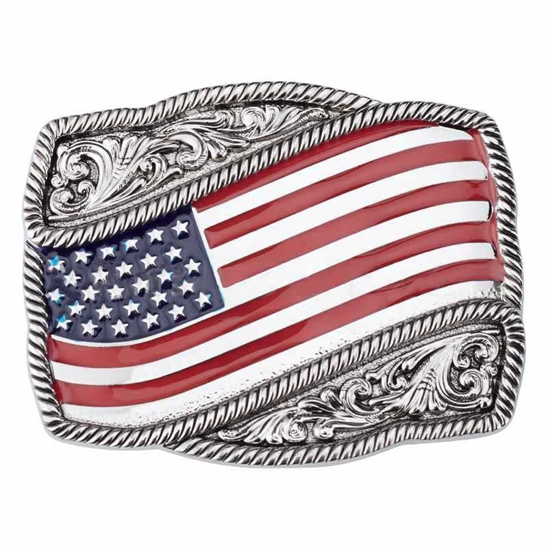 United States American Flag Western Belt Buckle