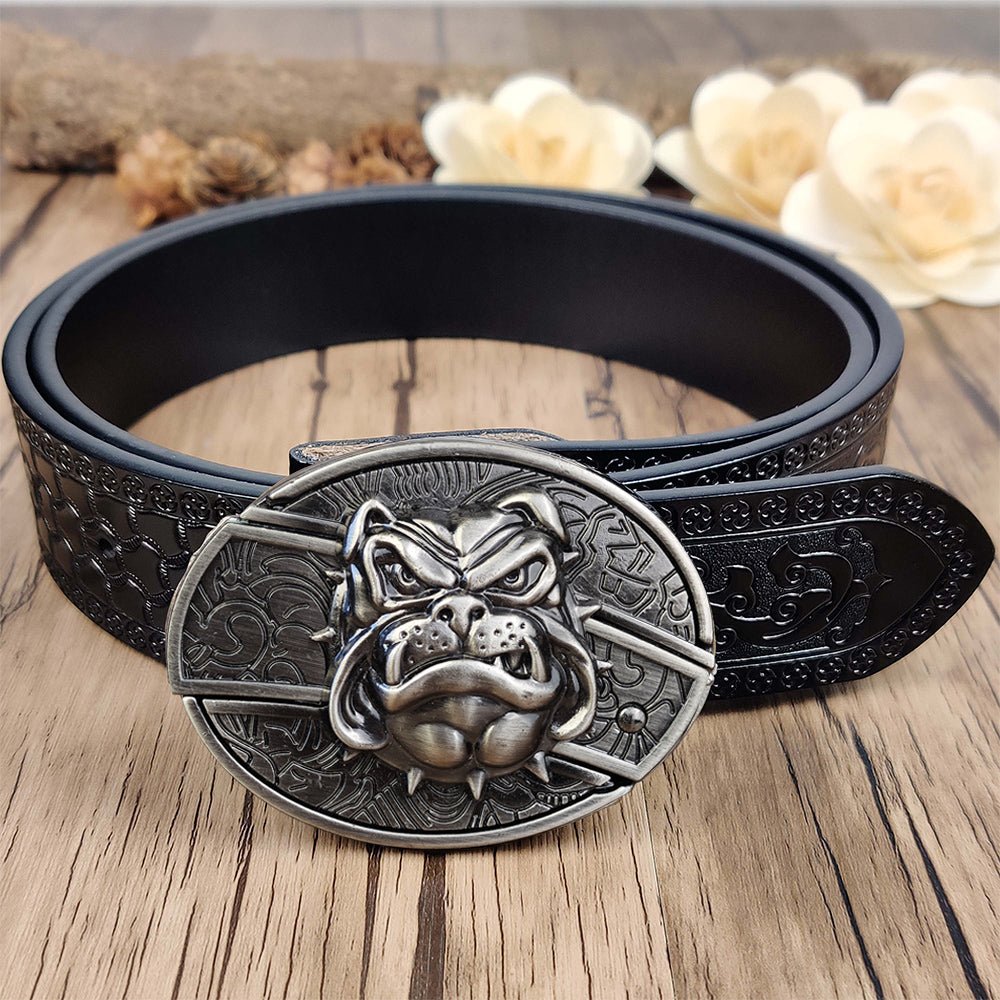 Utility Black Belt with Cool Oval Belt Buckle