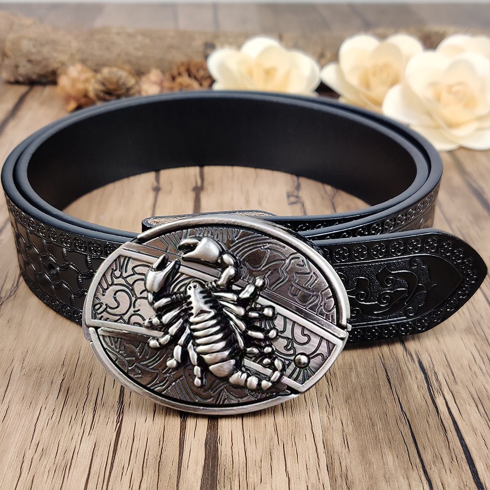 Utility Black Belt with Cool Oval Belt Buckle