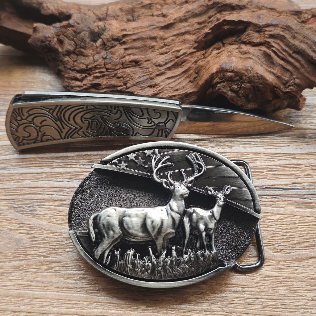 Western Deer Belt Buckle for Cowboys and Cowgirls